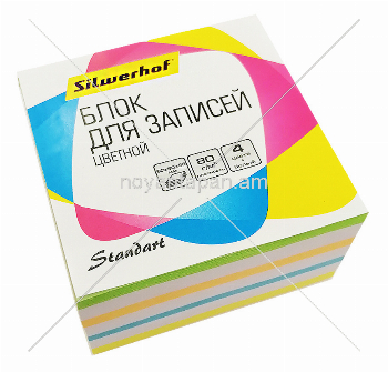 Նշումների թուղթ Silwerhof Standard 701029 90x90x45 մմ 80գ/մ2 5 գույների տեսականի մեկ փաթեթում: