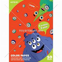 Գունավոր թուղթ Kite Jolliers, 10 թերթ, 10 գույն А5,  K20-293